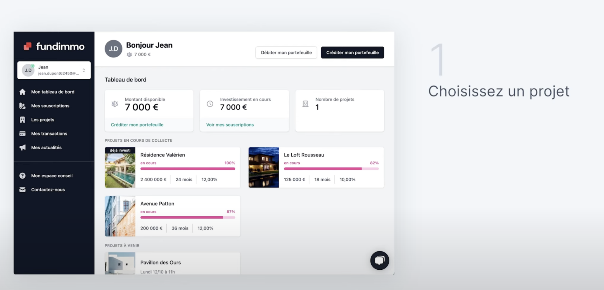 Les étapes d'un investissement sur FundImmo Capture d'écran du site FundImmo