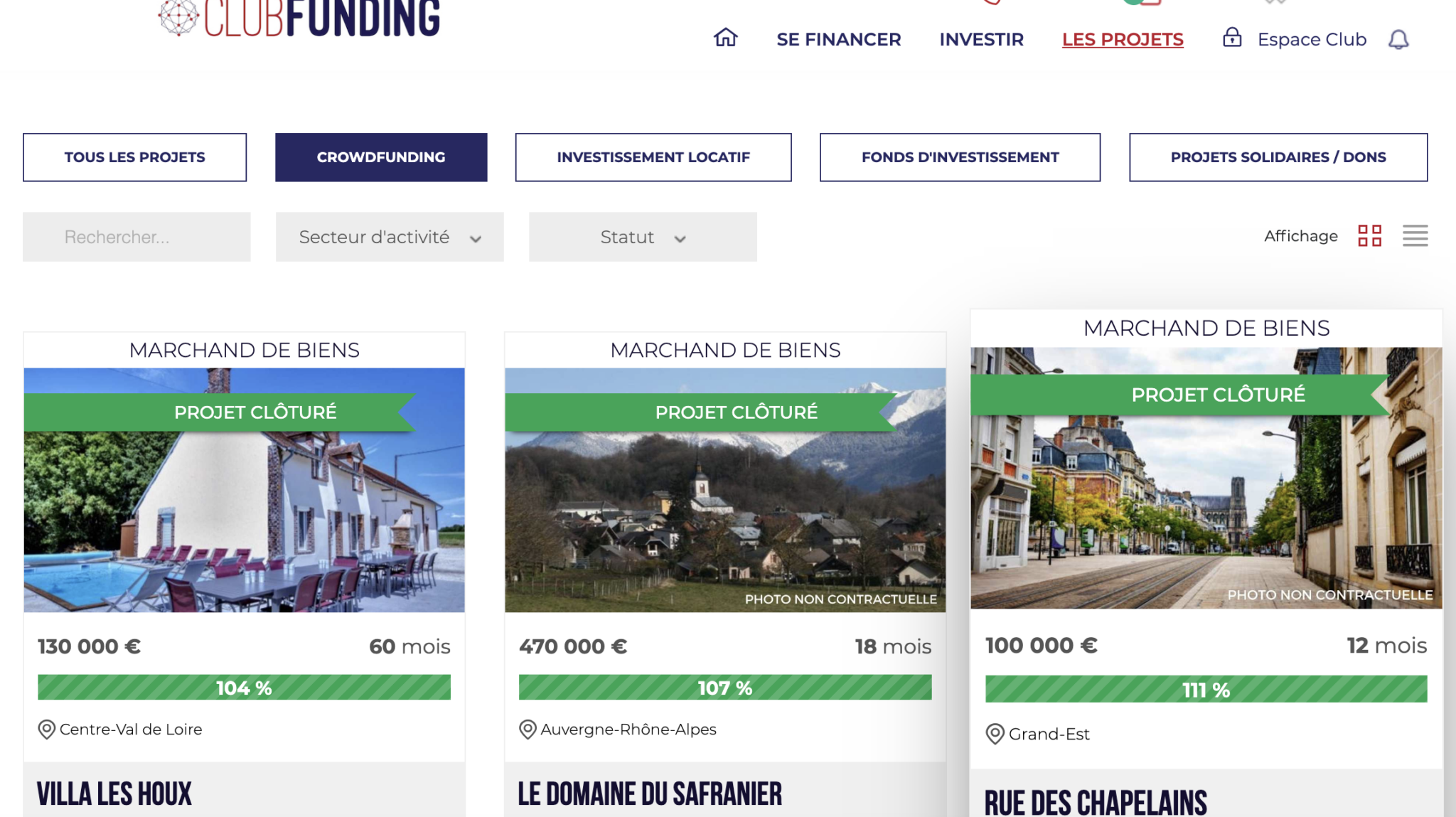 Top 1 Clubfunding Capture d'écran du site ClubFunding