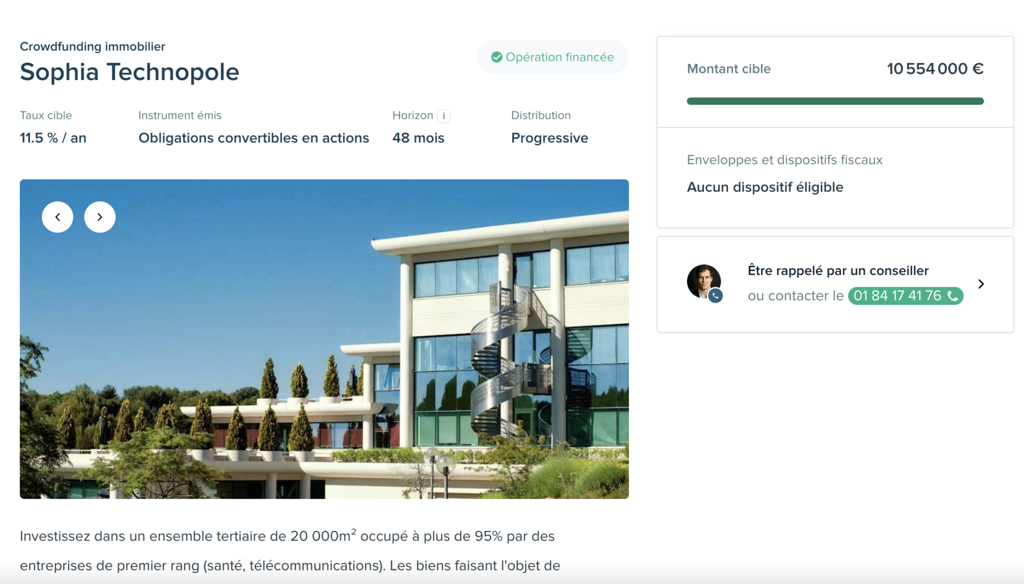 Exemple de projets proposés sur Anaxago Capture d'écran du site Anaxago