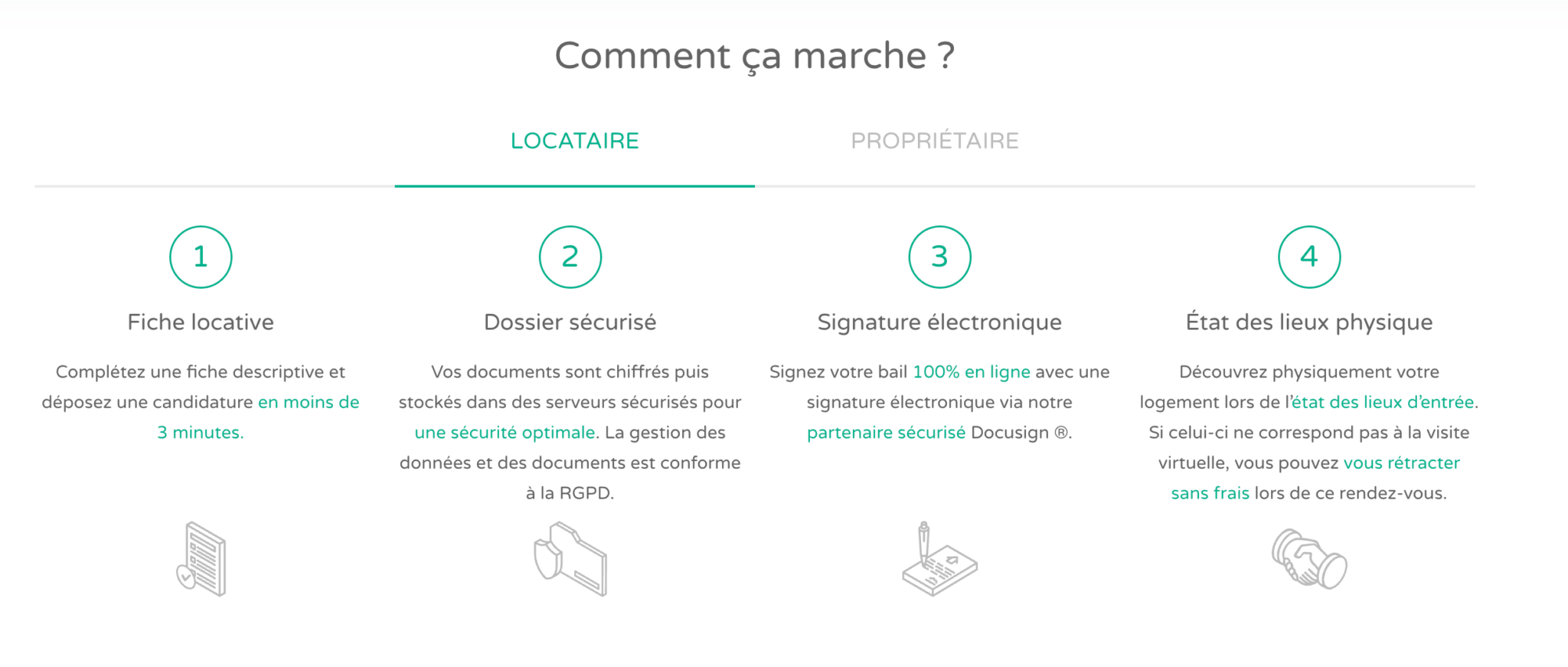 Les procédures pour le locataire Capture d'écran du site Flatlooker