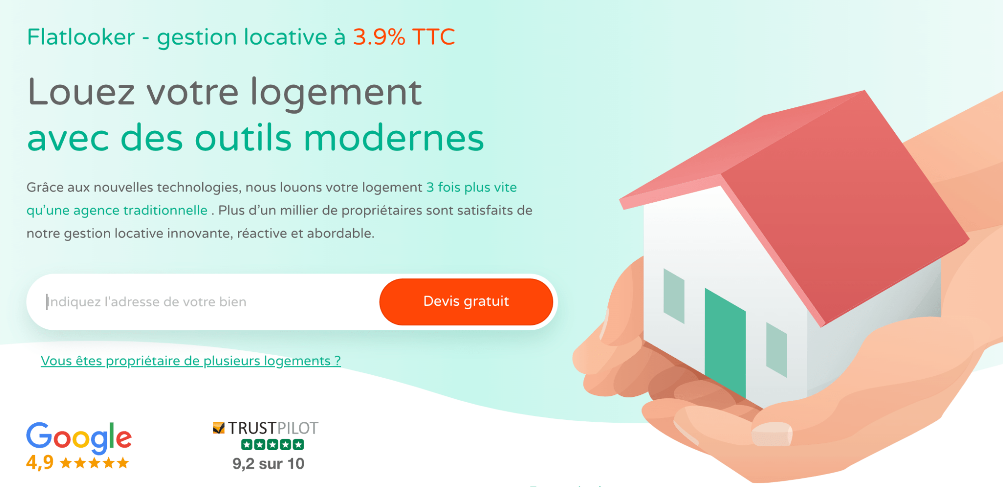Les frais de gestion de Flatlooker Capture d'écran du site web Flatlooker