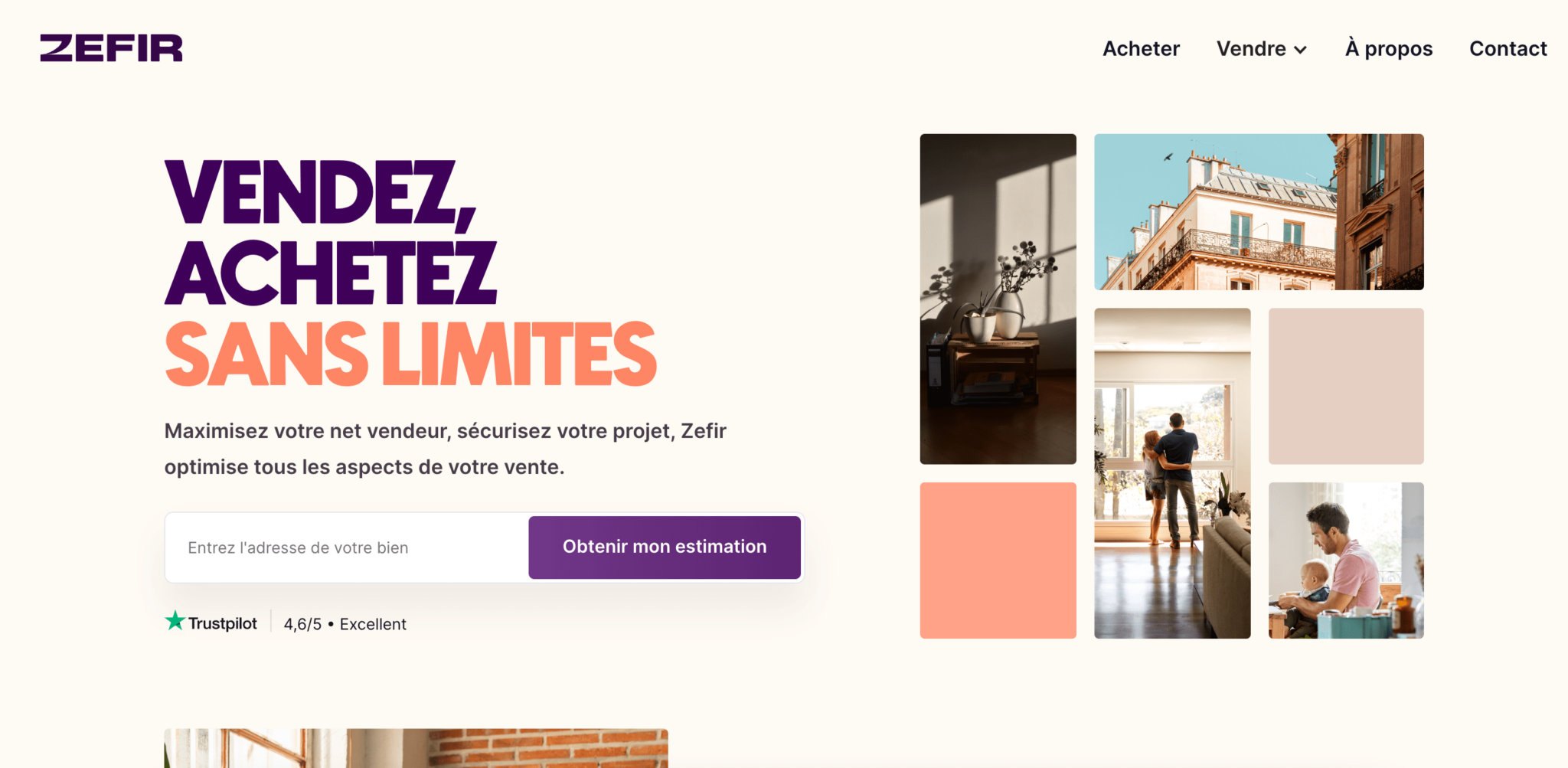 Présentation du concept de Zefir Immobilier Capture d'écran du site Zéfir