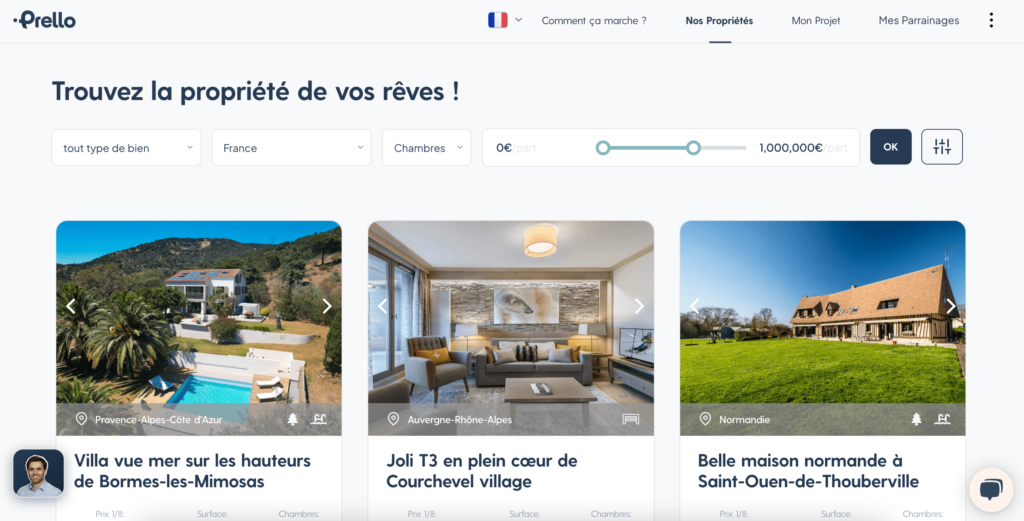 Les avantages de Prello Capture d'écran du site Prello
