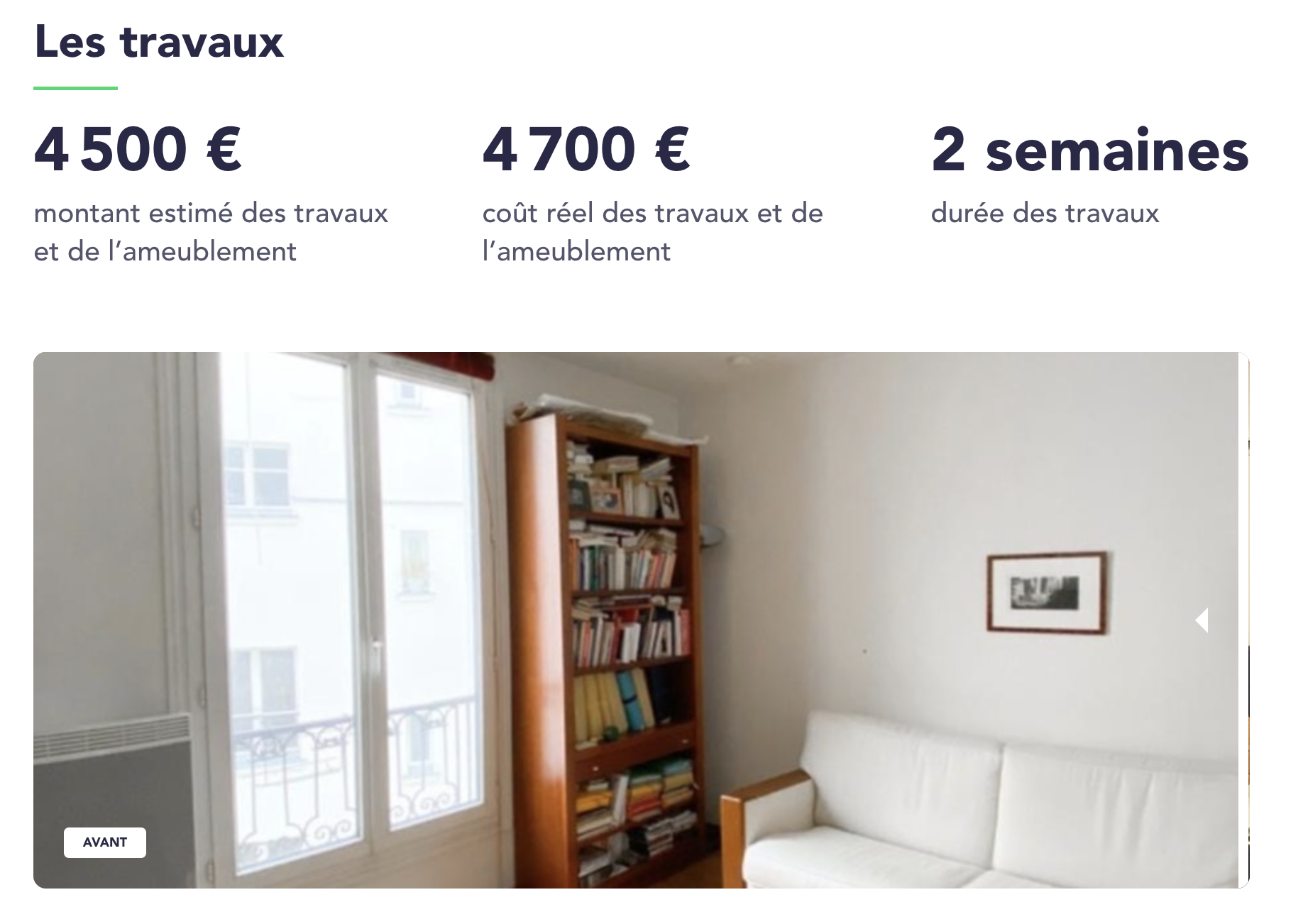 Exemple de projets proposés sur BeanStock Photo d'un intérieur d'appartement